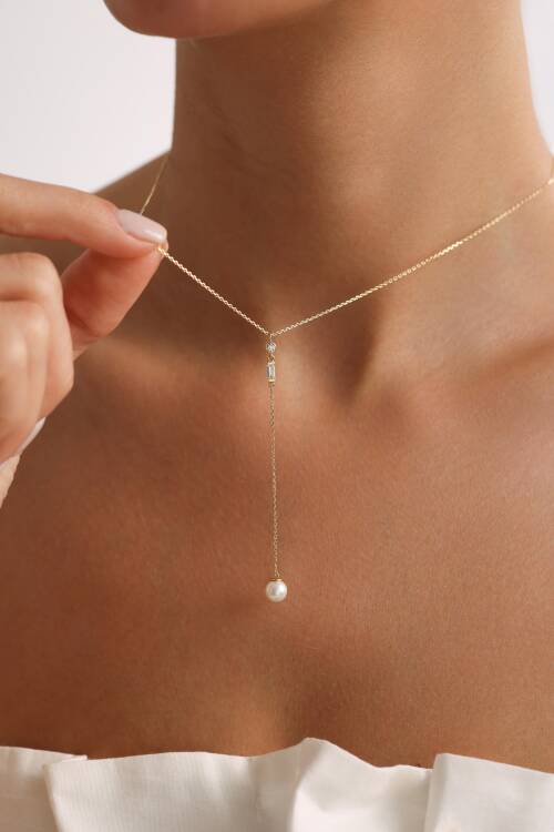 BAGET TAŞ & İNCİ SARKAN KOLYE - 2