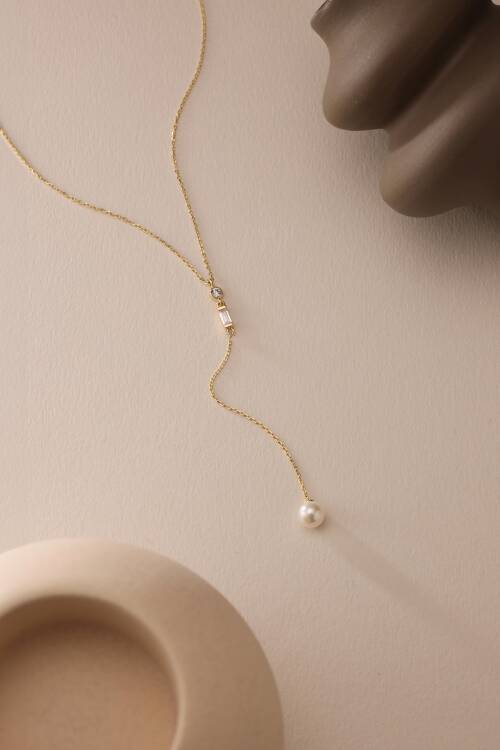 BAGET TAŞ & İNCİ SARKAN KOLYE - 3