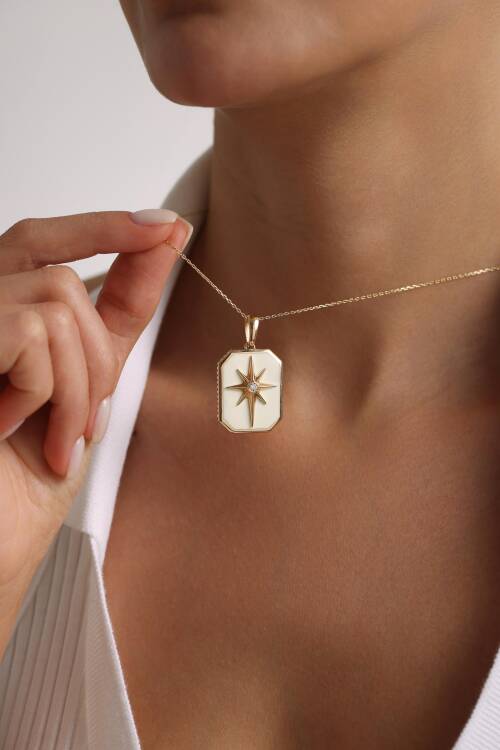 BEYAZ MİNELİ KUTUP YILDIZI CHARM - 2