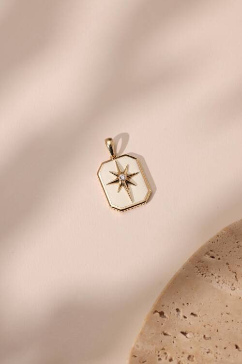 BEYAZ MİNELİ KUTUP YILDIZI CHARM - 3