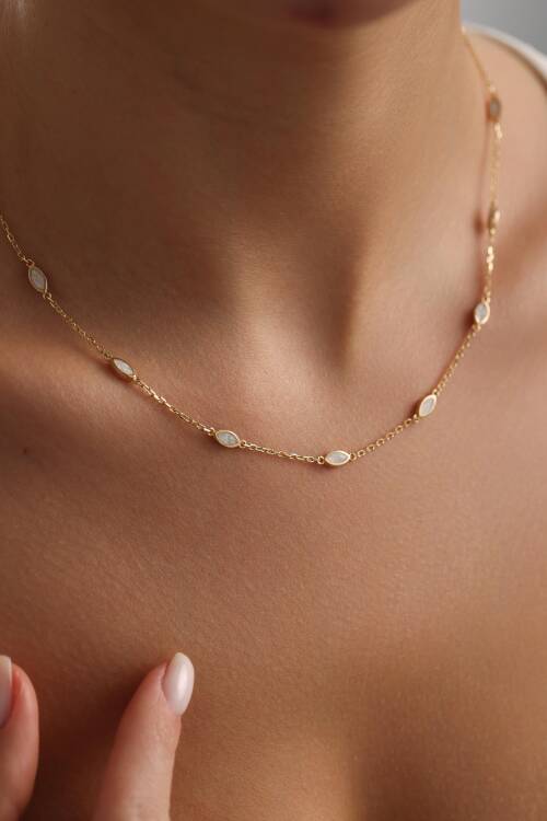 BEYAZ SEDEF MİNELİ KOLYE - 2