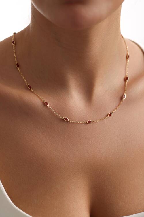 BORDO MİNELİ KOLYE - 1