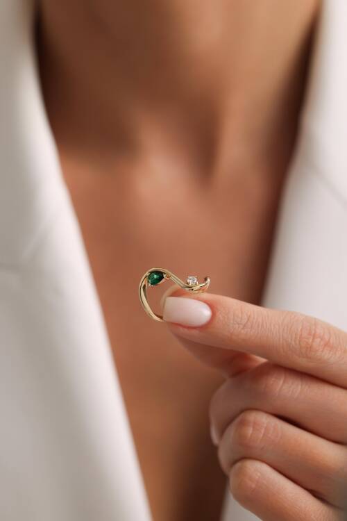 'HERA' YEŞİL TAŞLI YÜZÜK - 2