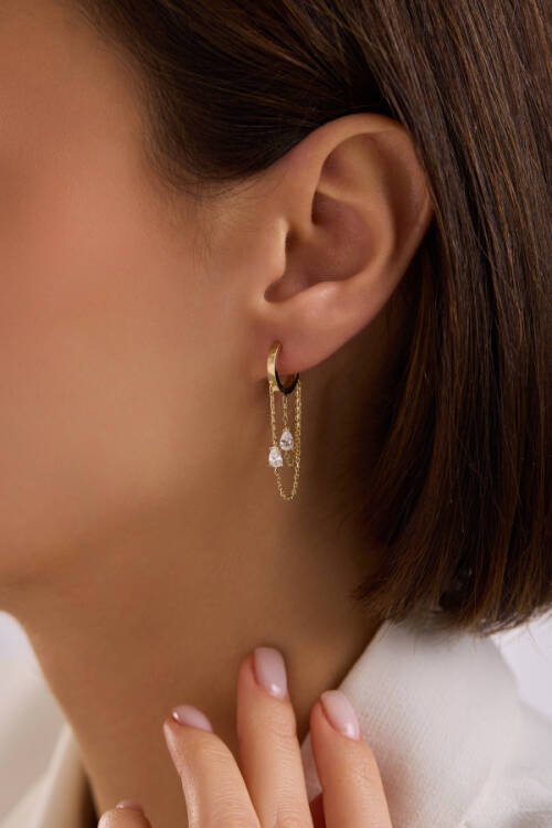 İKİLİ SALLANTILI DAMLA TAŞLI KÜPE - 1