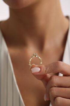 'KAR TANESİ' YANLARI TEK TAŞLI YÜZÜK - 2