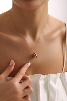 KIRMIZI SÜRPRİZ TAVŞAN KOLYE - 