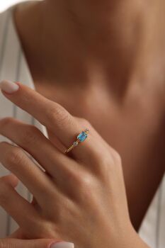 'MİRA' MAVİ TAŞLI YÜZÜK - 