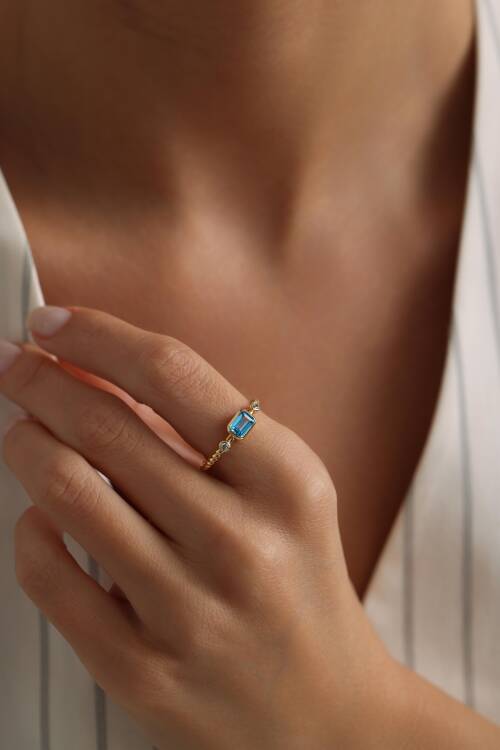 'MİRA' MAVİ TAŞLI YÜZÜK - 2