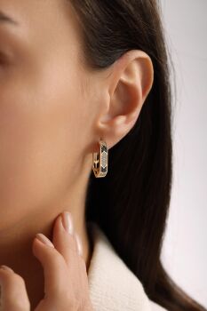 MÖSYÖ SİYAH TAŞLI KÜPE - 