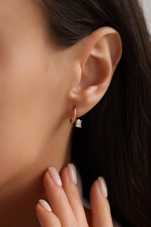 'NİA' DAMLA TAŞLI ÇİFT SIRA KÜPE - 1