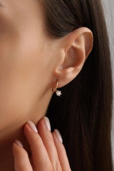 'NİA' TEK TAŞLI ÇİFT SIRA KÜPE - 