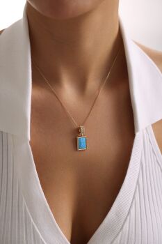 OPAL MAVİSİ DİKDÖRTGEN CHARM - 