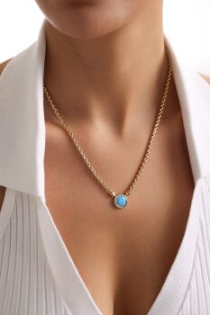 OPAL MAVİSİ FOPPE KOLYE - 