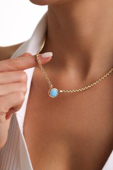 OPAL MAVİSİ FOPPE KOLYE - 2