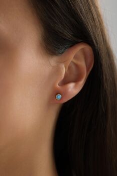 OPAL MAVİSİ VİDALI KÜPE - 