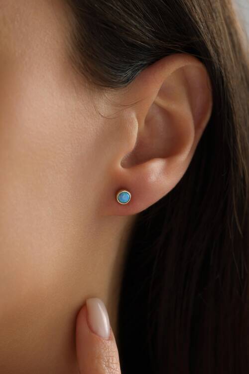 OPAL MAVİSİ VİDALI KÜPE - 2