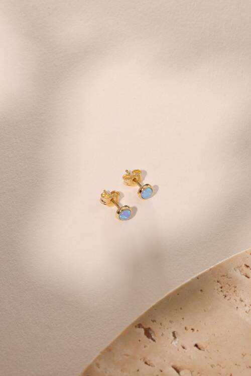 OPAL MAVİSİ VİDALI KÜPE - 3