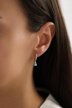 OPAL MAVİSİ TAŞLI KÜPE - 