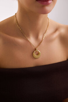 ÖRGÜ DESEN MADALYON KOLYE - 