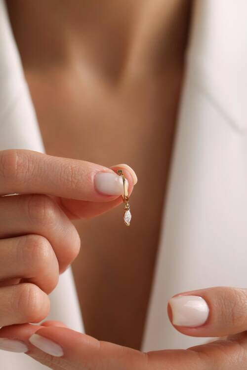 SALLANTILI MARKİZ TEK TAŞLI KÜPE - 2