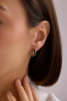 SİYAH BAGET TAŞLI KÜPE - 