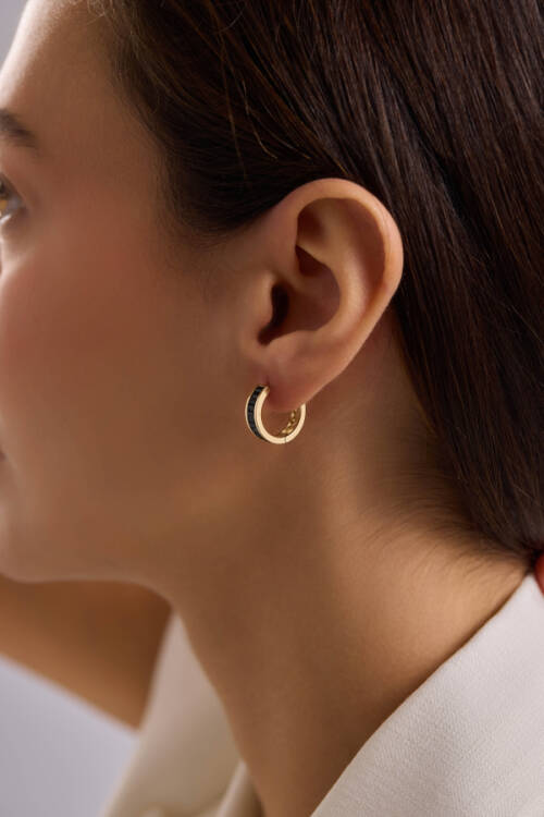 SİYAH BAGET TAŞLI KÜPE - 2