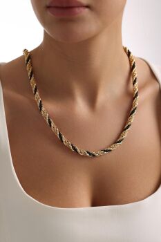 SİYAH SARMAŞIK İTALYAN KOLYE - 