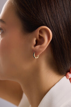 SİYAH TAŞLI ALTIGEN KÜPE - 2