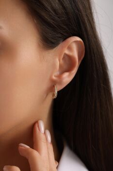 SU YOLU TAŞLI HALKA KÜPE - 