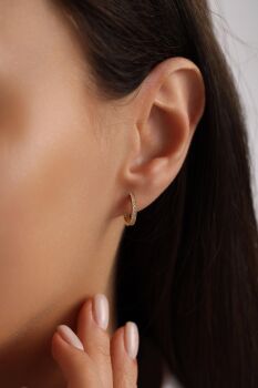 SU YOLU TAŞLI HALKA KÜPE SMALL BOY - 