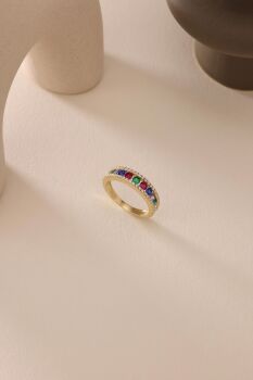 SÜZME TAŞLI RAİNBOW YÜZÜK - 3