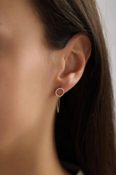 TAŞLI ÇEMBER ZİNCİRLİ KÜPE - 