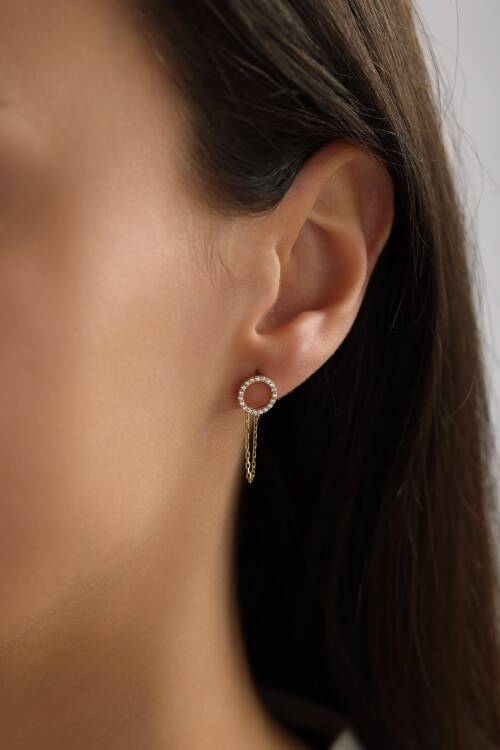 TAŞLI ÇEMBER ZİNCİRLİ KÜPE - 1