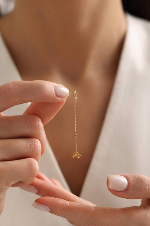 TAŞLI ÇEMBER ZİNCİRLİ KÜPE - 2