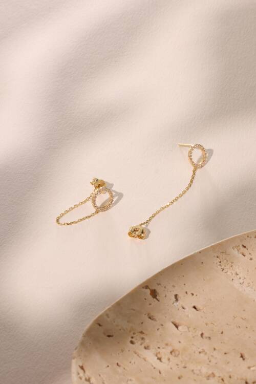 TAŞLI ÇEMBER ZİNCİRLİ KÜPE - 3