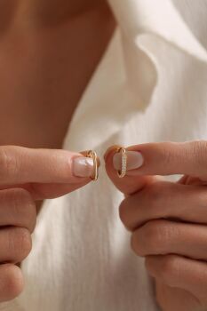 TAŞLI OVAL KÜPE KÜÇÜK BOY - 3