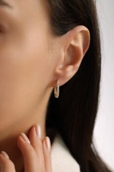 TAŞLI OVAL KÜPE ORTA BOY - 