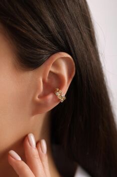 TAŞLI YAPRAK EAR CUFF - 