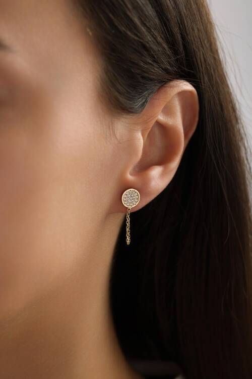 TAŞLI YUVARLAK ZİNCİRLİ KÜPE - 1