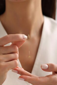 TAŞLI YUVARLAK ZİNCİRLİ KÜPE - 2