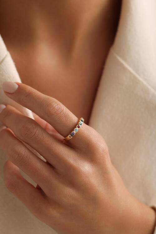 TEK TAŞLI RAİNBOW YÜZÜK - 1