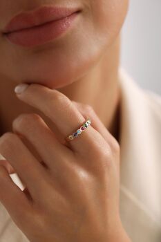 TEK TAŞLI RAİNBOW YÜZÜK - 2