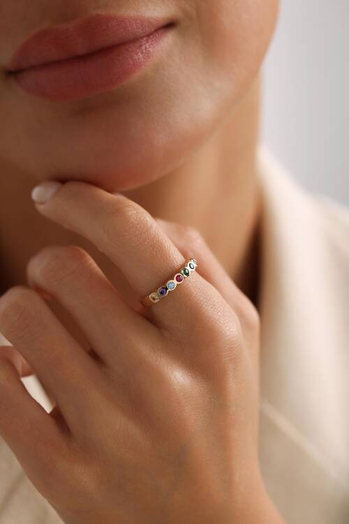 TEK TAŞLI RAİNBOW YÜZÜK - 2