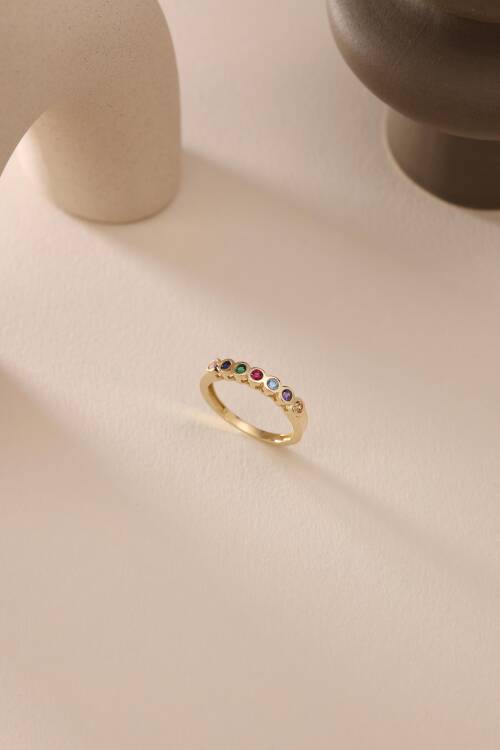 TEK TAŞLI RAİNBOW YÜZÜK - 3