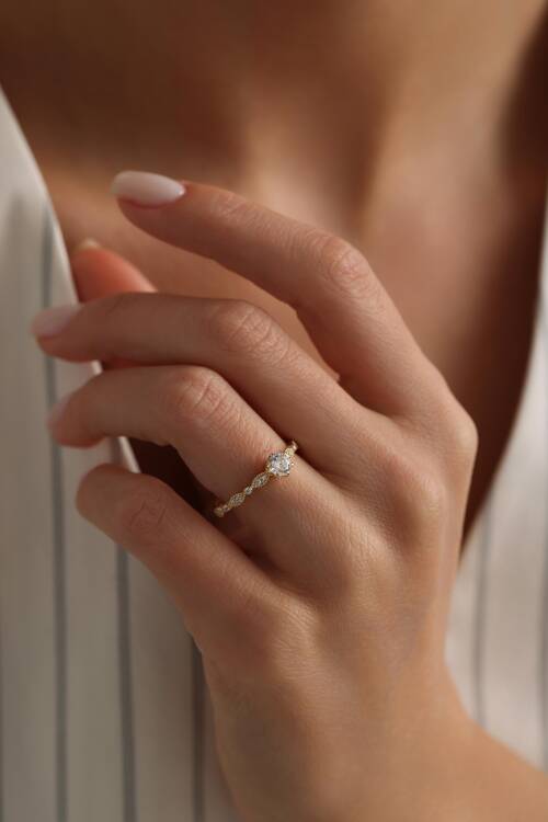 TEK TAŞLI VİNTAGE YÜZÜK - 1