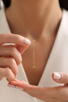 TEK TAŞLI ZİNCİRLİ KÜPE - 2