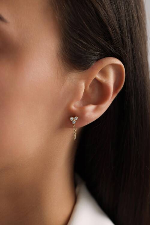 TRİA TAŞLI ZİNCİRLİ KÜPE - 1