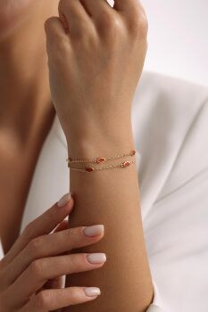 TURUNCU MİNELİ ÇİFT SIRALI BİLEKLİK - 2