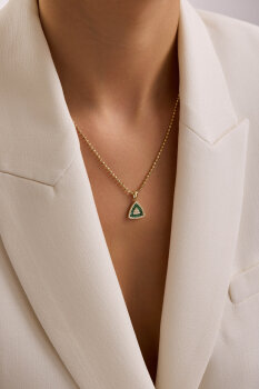 ÜÇGEN YEŞİL TRAPEZ KOLYE - 