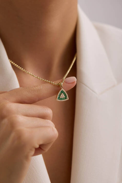 ÜÇGEN YEŞİL TRAPEZ KOLYE - 2